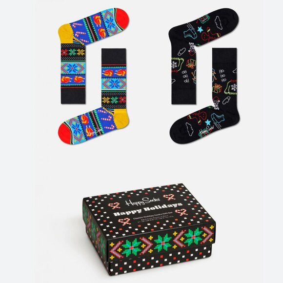 2 pair Happy Socks "Happy Holidays" Boxed *SET* - Picture 1 of 3